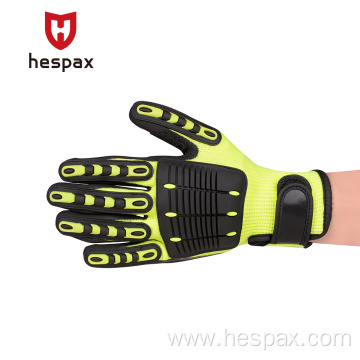Hespax OEM Anti-impact TPR Welding Gloves Nitrile Dipped